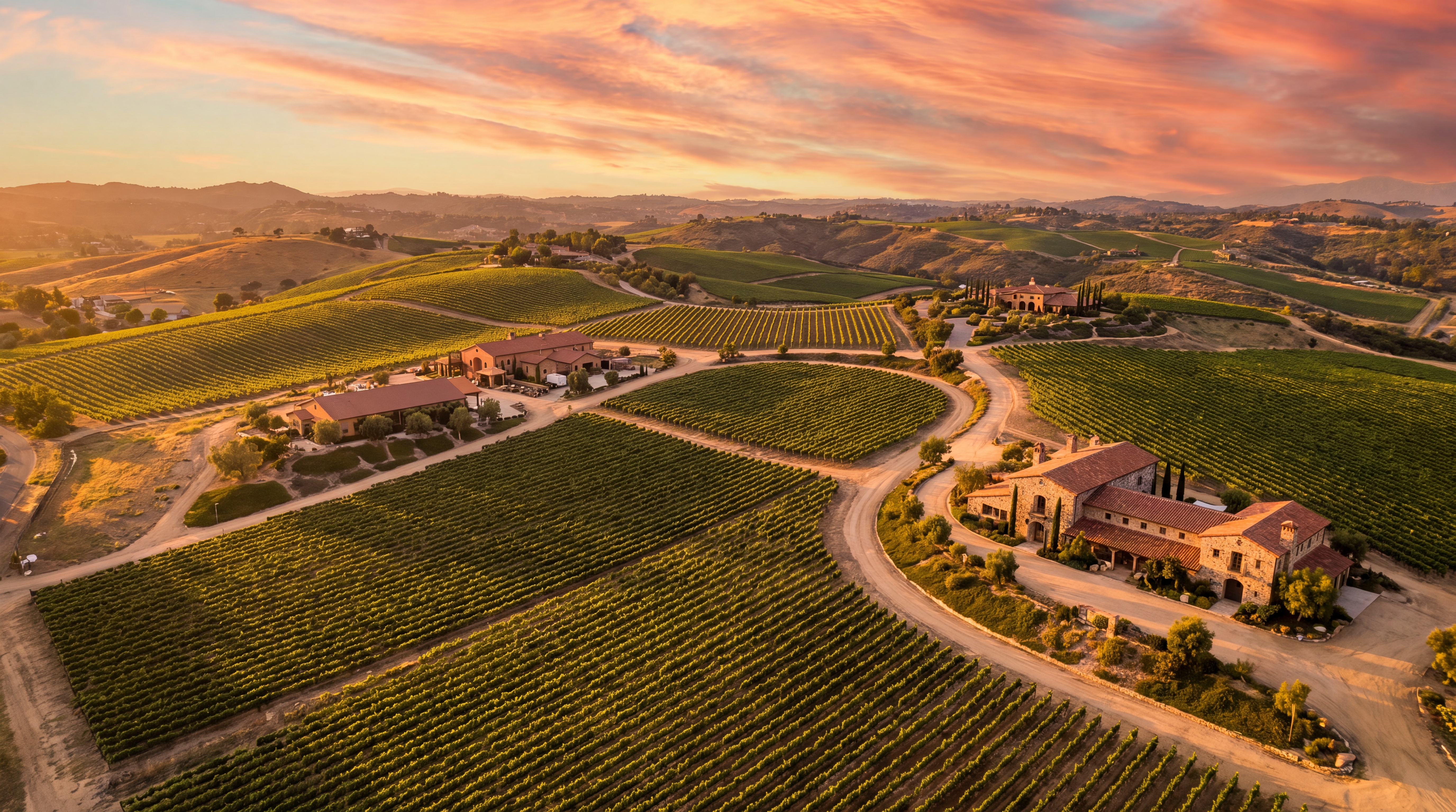 Ferrucci vineyard at golden hour